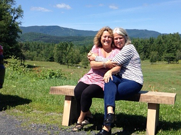 Barbara Gulisano,left, and AnneMarie Defreest have been selected as the Mad River Valley Roatary Club People of the Year for their beautification efforts on Bridge Street in Waitsfield.