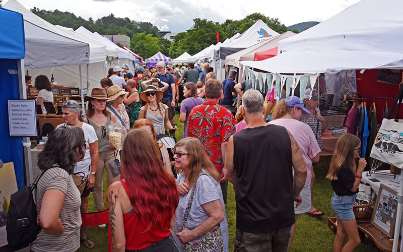 Dozens of artists and craftspeople set up tents at the Saturday Arts Fest market. Photo: Gordon Miller.