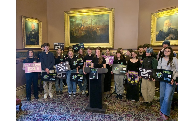 Cora Potts at the podium for the press conference. Photo by Rachael Potts