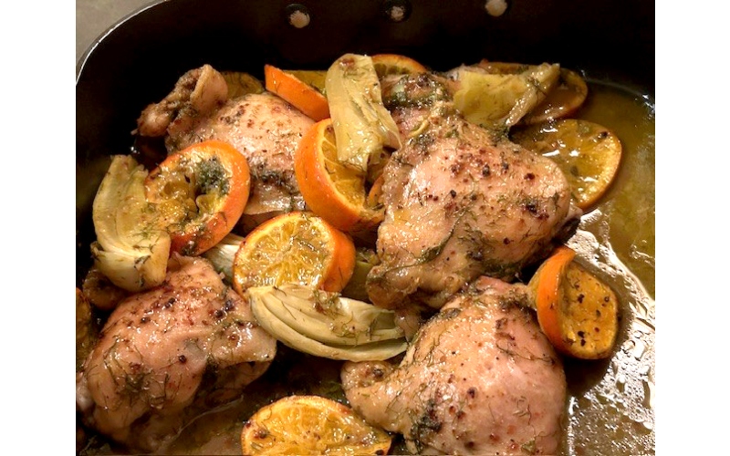 Roasted chicken with oranges and fennel